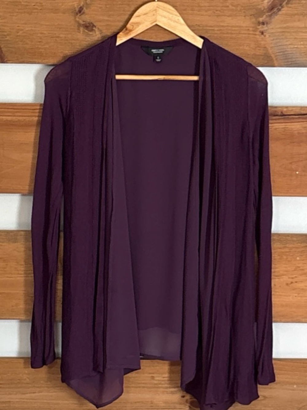 Simply Vera Vera Wang Plum Purple Long Sleeve Open Front Cardigan Sweater Size S